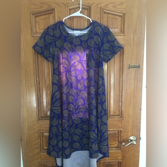 LuLaRoe Dresses & Skirts - LuLaRoe Carly dress size small. Good condition. Purple and yellow .